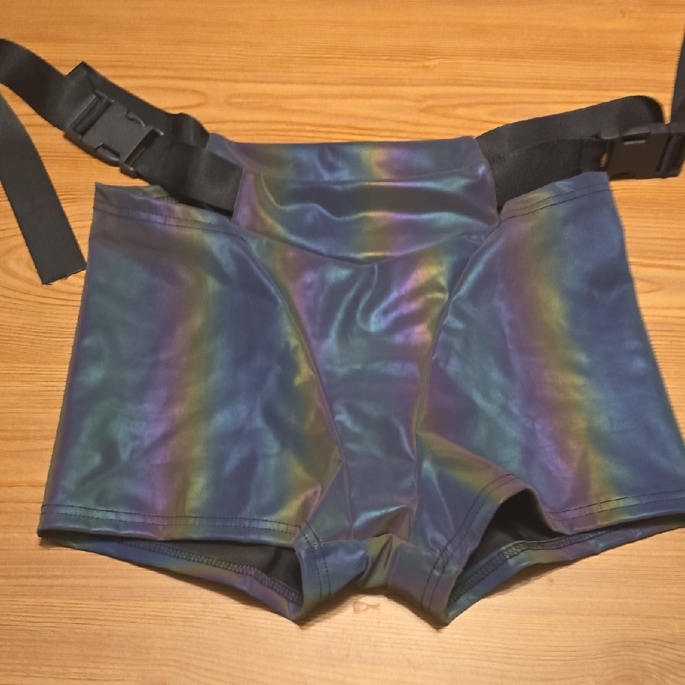 Iridescent Shorts with Black Belt